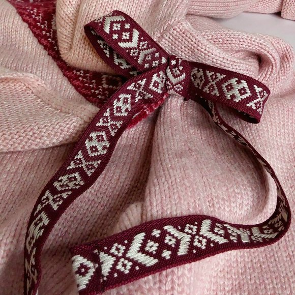 'ELLOS' TIE~WAIST CARDIGAN WRAP AZTEC CONTRASTING TRIM SOFT, ADJUSTABLE SWEATER - Picture 9 of 15